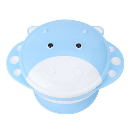 Bols A Ventouse Solides Pour Bebe, Bols D'alimentation Complementaires A Double Oreille Avec Couvercle Bleu