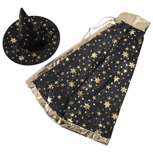 Deguisement D'halloween Pour Adultes Et Enfants, Cape, Chapeau, Accessoires De Fete, Jouet (Noir)