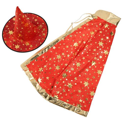 Costumes D'halloween Pour Adultes Et Enfants, Cape, Chapeau, Accessoires De Fete, Ensemble De Jouets (Rouge)