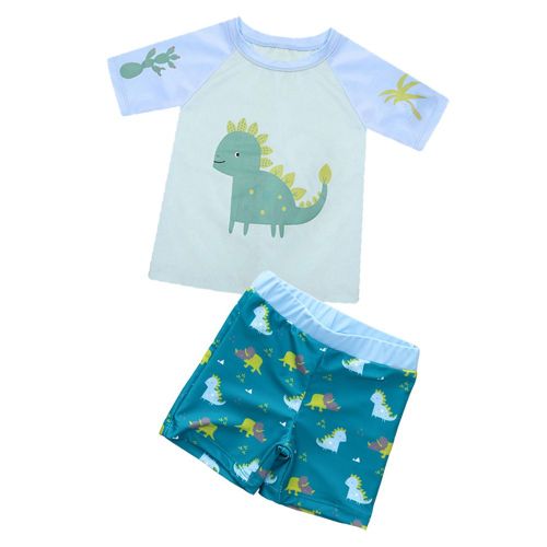 Maillot De Bain Deux Pieces A Manches Courtes Et Protection Solaire Pour Garcon (110)