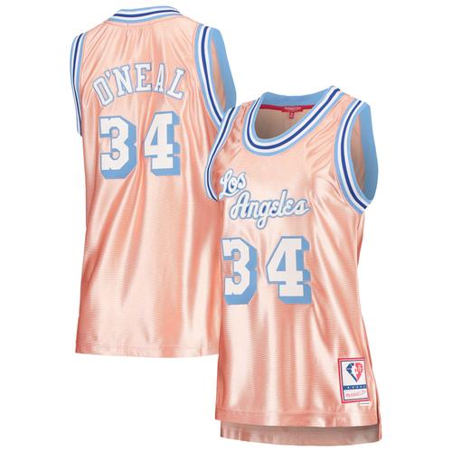 Maillot Femme Mitchell & Ness Shaquille O'neal Rose Los Angeles Lakers 75e Anniversaire Or Rose 1996 Swingman