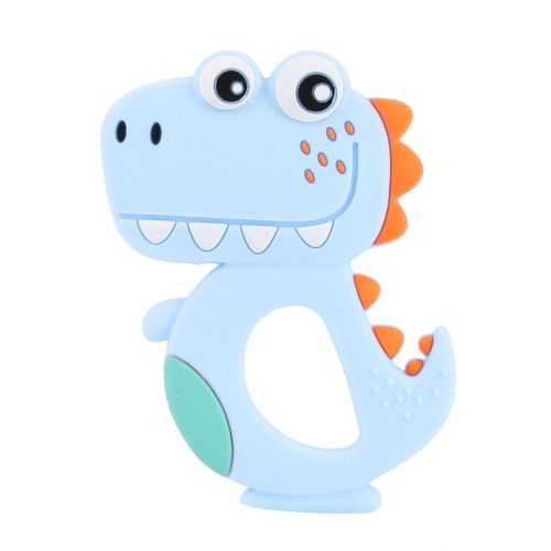 Lot De 2 Anneaux De Dentition En Silicone Pour Bebe, Motif Dinosaure, Bleu