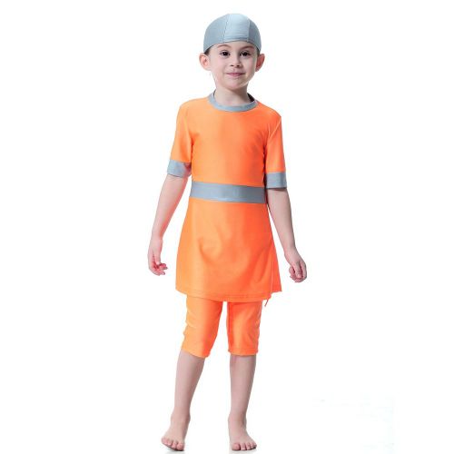 Maillot De Bain Pour Filles Musulmanes De Nationalite Hui, Maillot De Bain Conservateur Pour Enfants (Orange 100)