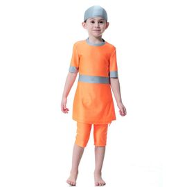 Maillot De Bain Pour Filles Musulmanes De Nationalite Hui, Maillot De Bain Conservateur Pour Enfants (Orange 100)
