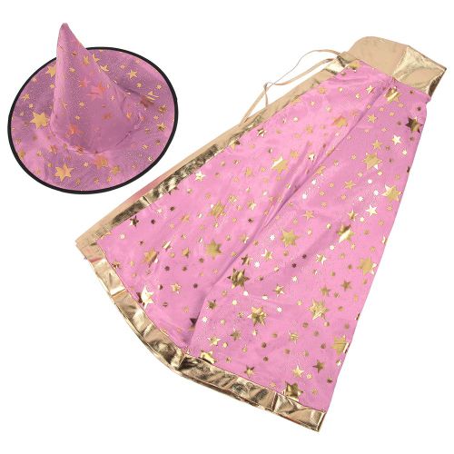 Costumes D'halloween Pour Adultes Et Enfants, Cape, Chapeau, Accessoires De Fete, Ensemble De Jouets (Rose)