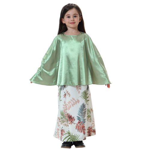Robe Musulmane Ample Et Confortable A Manches Longues (Gris Vert 100)