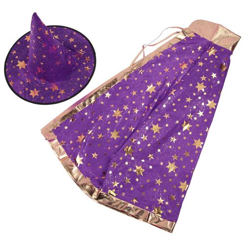 Deguisement D'halloween Pour Adultes Et Enfants, Cape, Chapeau, Accessoires De Fete, Jouet (Violet)