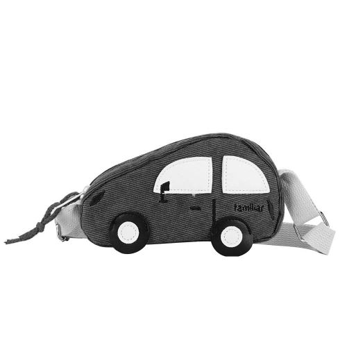 Sac a main en velours cotele pour enfants, mignon, en forme de mini voiture, a bandouliere simple (noir)