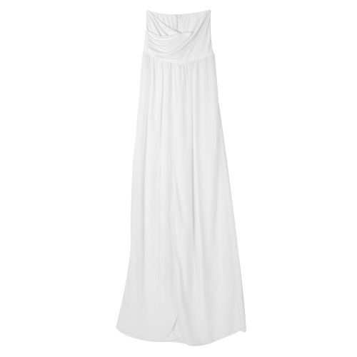 Robe De Maternite Unie A Epaules Denudees Pour Femmes Enceintes, Ideale Pour La Photographie (Blanche)
