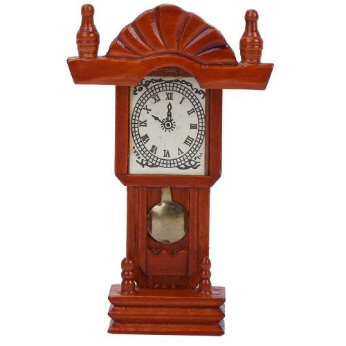 Horloge murale miniature vintage en bois, pendule, accessoire de decoration pour maison de poupee 1/12