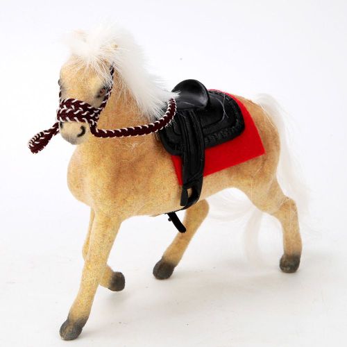 Miniature de maison de poupee 1/12, mini cheval de selle, decoration, accessoires pour maison de poupee (beige clair)