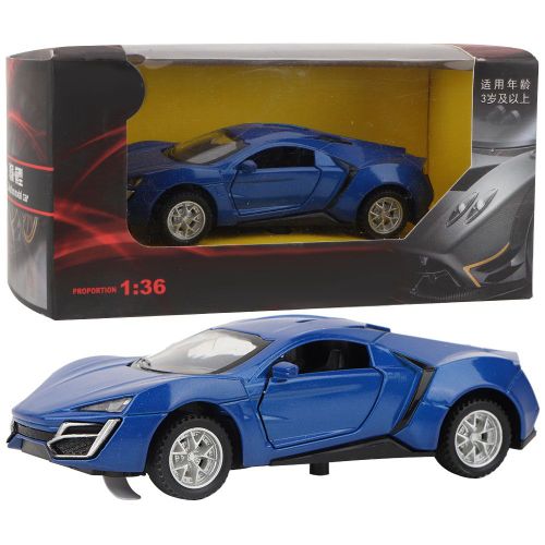 Voiture de course en alliage de zinc pour enfants, jouet a tirer, couleur bleue, 1:36