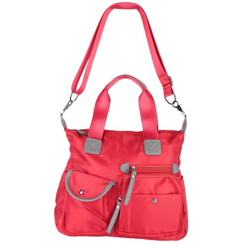 Sac a main de maternite en nylon a une epaule pour voyage en plein air, grande capacite (rouge)