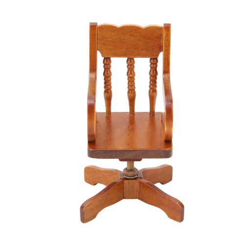 Bureau d'etude miniature en bois a l'echelle 1:12, chaise pivotante, fauteuil, meubles de maison de poupee