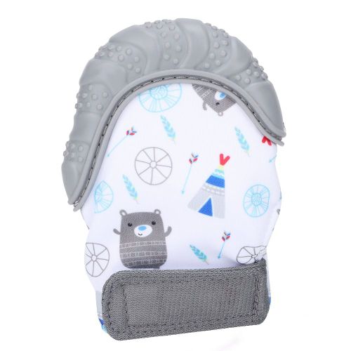 Anneau De Dentition Auto-Apaisant Et Anti-Douleur, Jouet Stimulant, Moufle Pour Eviter Les Rayures, Gant Pour Bebe (Gris)