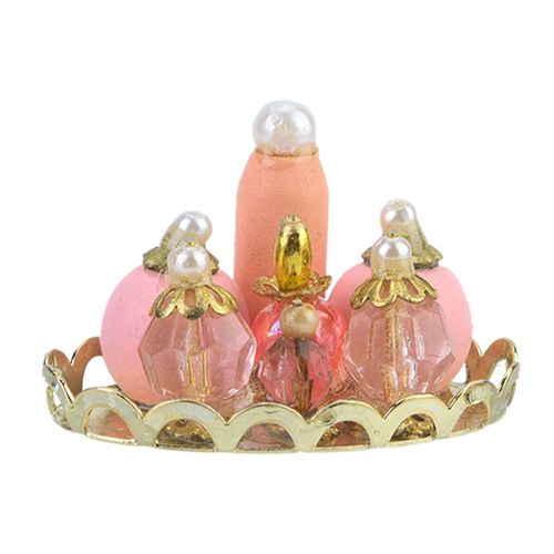 Bouteille de parfum miniature avec plateau pour maison de poupee 1/12, accessoire de decoration de salle de bain