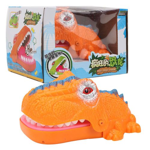 Jouet Portable De Dinosaure De Dessin Anime, Morsure De La Bouche, Des Doigts, Des Dents, Lumiere Et Son, Jeu De Societe Pour Enfants (Orange)