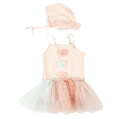 Maillot De Bain Une Piece Pour Enfant, Jupe En Fil Doux Avec Bonnet De Bain, Maillot De Bain Pour Bebe Fille (110)