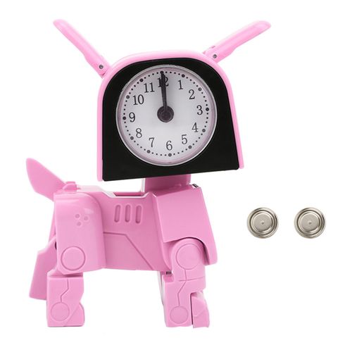 Petit Robot Chien A Deformation Manuelle, Mignon, Mini Reveil Electronique, Jouet Pour Enfants (Blanc)