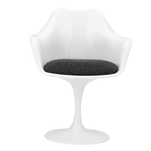 Mini chaise tulipe en plastique 1:6, accessoire de simulation pour maison de poupee (noir et blanc)