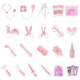 Jouet educatif pour enfants, simulation de stethoscope medical et injections (rose)