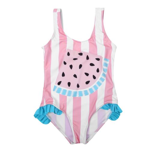 Maillot De Bain Une Piece En Nylon Pour Enfants, Motif Dessin Anime Mignon, Rose, Taille M