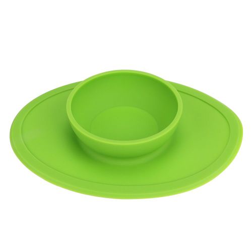 Bol Pour Bebe En Silicone De Qualite Alimentaire, Assiette Pour Bebe Aux Couleurs Vives, Facile A Laver (Vert)
