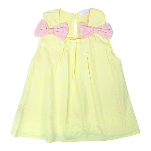 Robe Courte Sans Manches Pour Bebe Fille, Couleur Unie, Avec Noud Papillon, Printemps-Ete (Jaune 90)