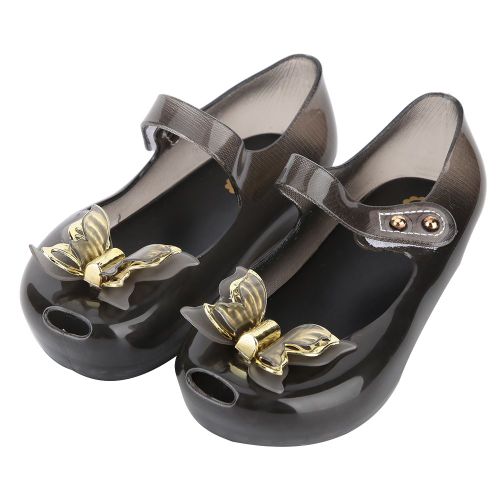 Mini Chaussures Pour Enfants, Chaussures En Gelee, Sandales Pour Filles Avec Noud, Bouche De Poisson, Chaussures Lumineuses Pour Bebe, Noir, 28