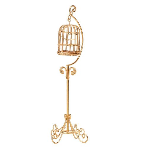 1:12 Maison de poupee Miniatures d'exterieur Cage a oiseaux en metal Jouet amusant pour enfants Cadeau Decor (Or)