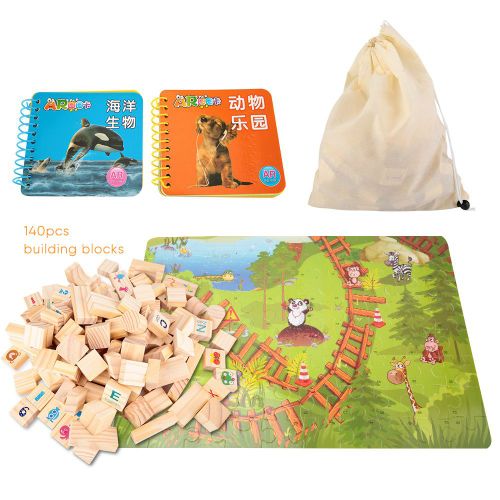 Dominos en bois de dessin anime, 140 pieces, blocs de construction, jouet educatif pour enfants, JM-YM-140
