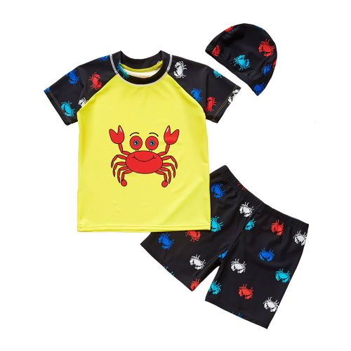 Maillot De Bain Trois Pieces Jaune Pour Garcons Et Filles (Little Crab 2xl)