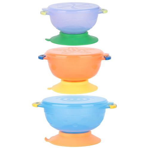 Ensemble De 3 Bols A Ventouse Solides Pour Bebe, Bols A Double Oreille Pour Aliments Complementaires
