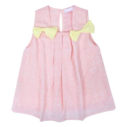 Robe Courte Sans Manches Pour Bebe Fille, Couleur Unie, Avec Noud Papillon, Printemps-Ete (Rose 90)