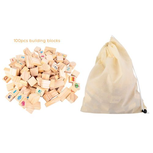 Dominos en bois de dessin anime, 100 pieces, blocs de construction, jouet educatif pour enfants, JM-YM-100