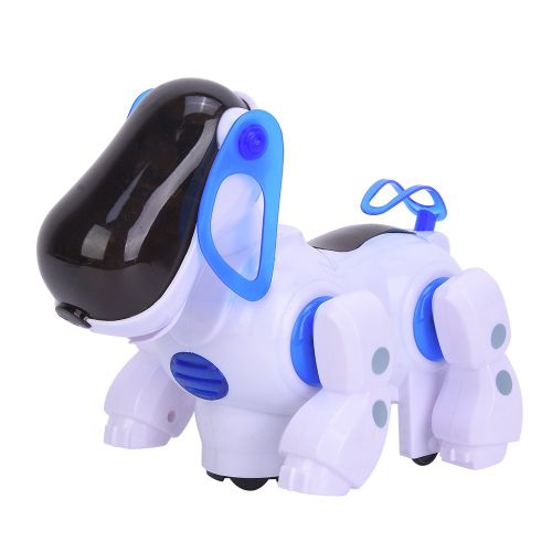 Jouet interactif electronique pour enfants, robot chien, marche, chant, danse, musique, lumiere, bleu