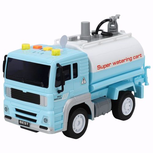 Jouet arroseur a inertie 1:20, lumiere, musique, raconter des histoires, jouet educatif pour enfants, camion d'ingenierie, bleu