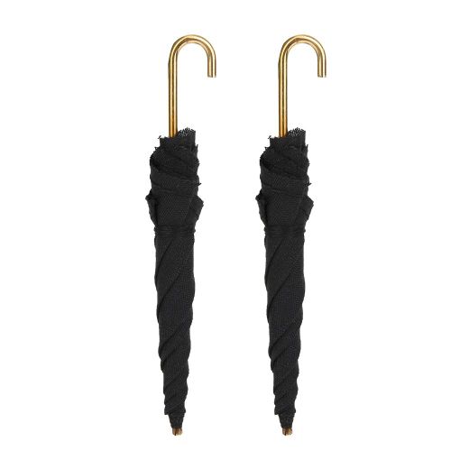 Lot de 2 parapluies miniatures en tissu noir, accessoires decoratifs pour maison de poupee a l'echelle 1:12