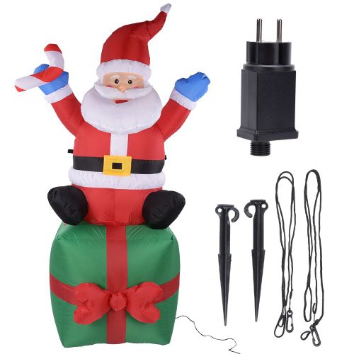 Guirlande Lumineuse Gonflable Pere Noel De 1,8 M, Decoration De Jardin De Noel, 100-240 Veu
