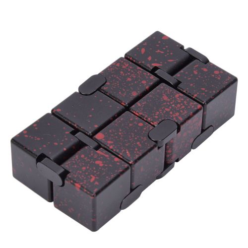 Cube a bascule infini en alliage d'aluminium, jouet creatif de decompression, artefact de puzzle, style articulation a genoux, camouflage noir et rouge