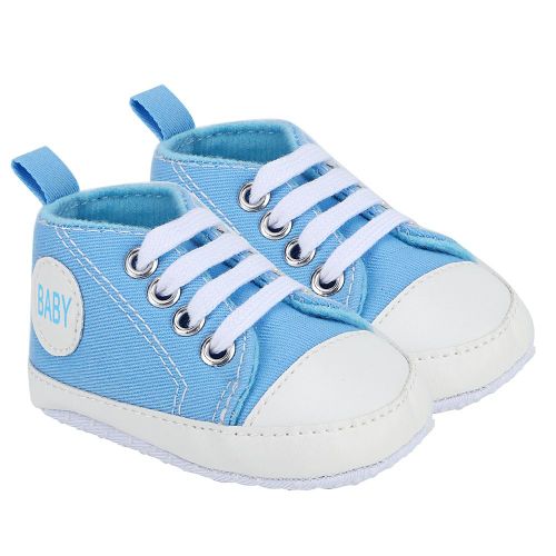 Chaussures Souples En Toile Pour Bebe, Couleur Unie, Respirantes, Pour Les Premiers Pas (Bleu Ciel, Pointure 42)