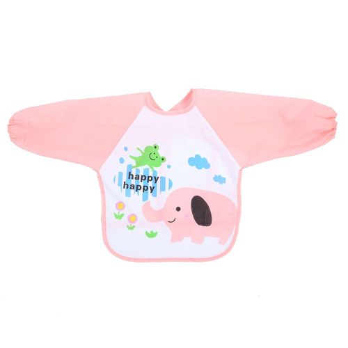 Bavoirs Impermeables A Manches Longues Pour Enfants Et Bebes (Elephant Rose)