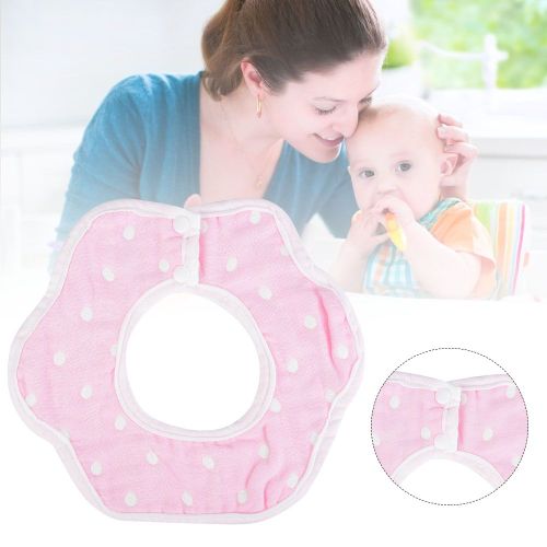 Bavoir Pour Nouveau-Ne Rotatif A 360 Degres, 6 Couches De Coton Pour Tout-Petits (Pois Roses)