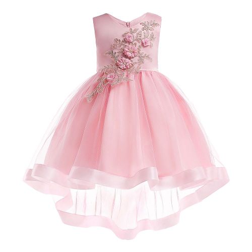 Robe De Princesse Trapeze Irreguliere En Dentelle Avec Noud Papillon, Sans Manches, Pour Petite Fille, Ideale Pour Une Soiree Costumee (130)