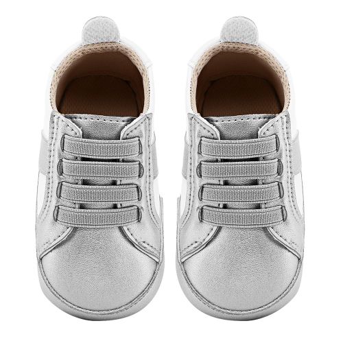 Chaussures Decontractees En Cuir Pu Souple Pour Bebe, Respirantes, Pour La Marche (Argent 40)