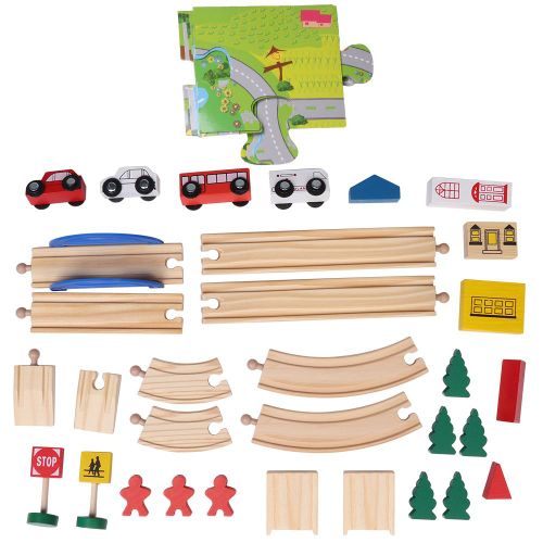 Ensemble de rails en bois pour train urbain educatif precoce a faire soi-meme