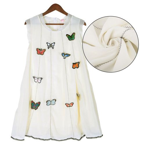 Robe De Maternite Sans Manches En Mousseline De Soie, Col En V, Avec Un Joli Imprime (Blanc M)