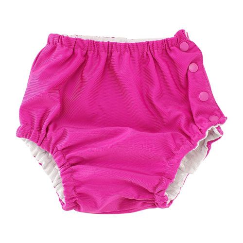 Couche De Bain Reutilisable Pour Bebe, Lavable, A Boutons-Pression, Pour Filles Et Garcons (Rose Rouge 80)