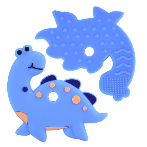 Anneau De Dentition En Silicone En Forme De Dinosaure Pour Bebe (Bleu)