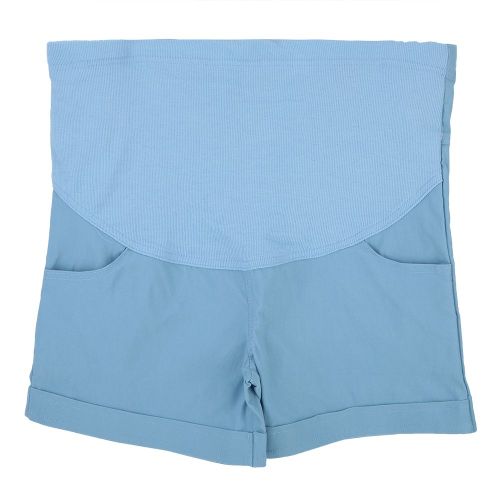 Short De Maternite Gainant Pour Femme (Bleu Clair, Taille Xl)